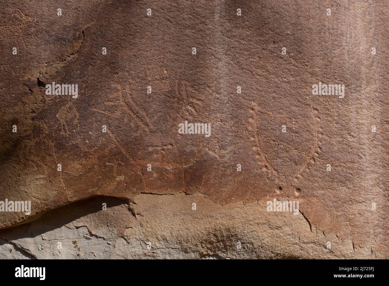 Petroglyph on sandstone 600-1300 CE.  Capitol Reef National Park, Wayne County, Utah Stock Photo