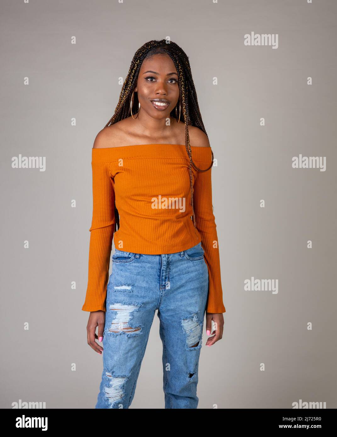 Young Woman Posing Crop Top Jeans Stock Photo 213546460 | Shutterstock