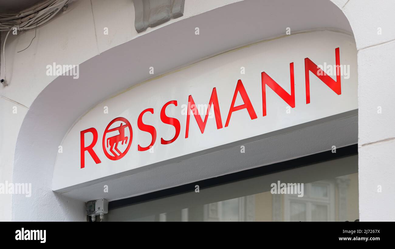 Entrance of a Rossmann Store. The Rossmann GmbH commonly known as Rossmann  Drogeria Parfumeria Cosmetic Shop is the second largest drugstore chain bas  Stock Photo - Alamy