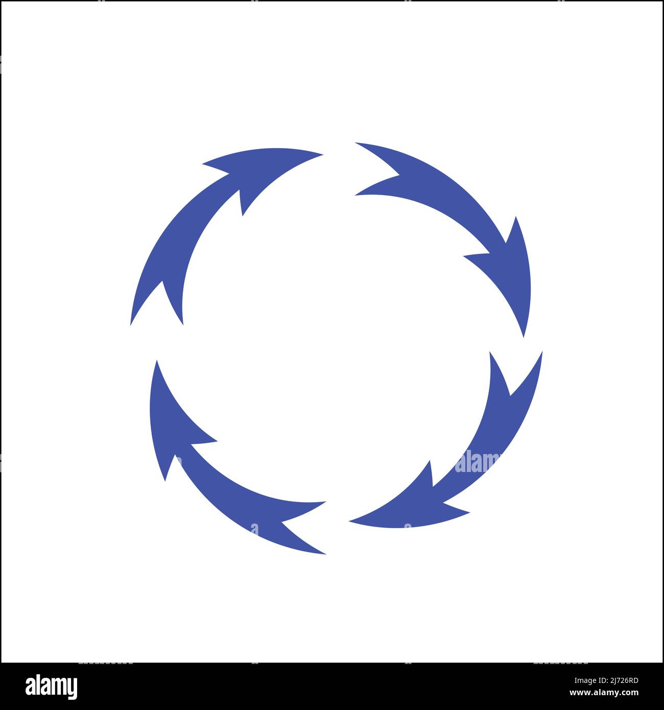 recycle arrow in blue isolated on white background, vector illustration ...