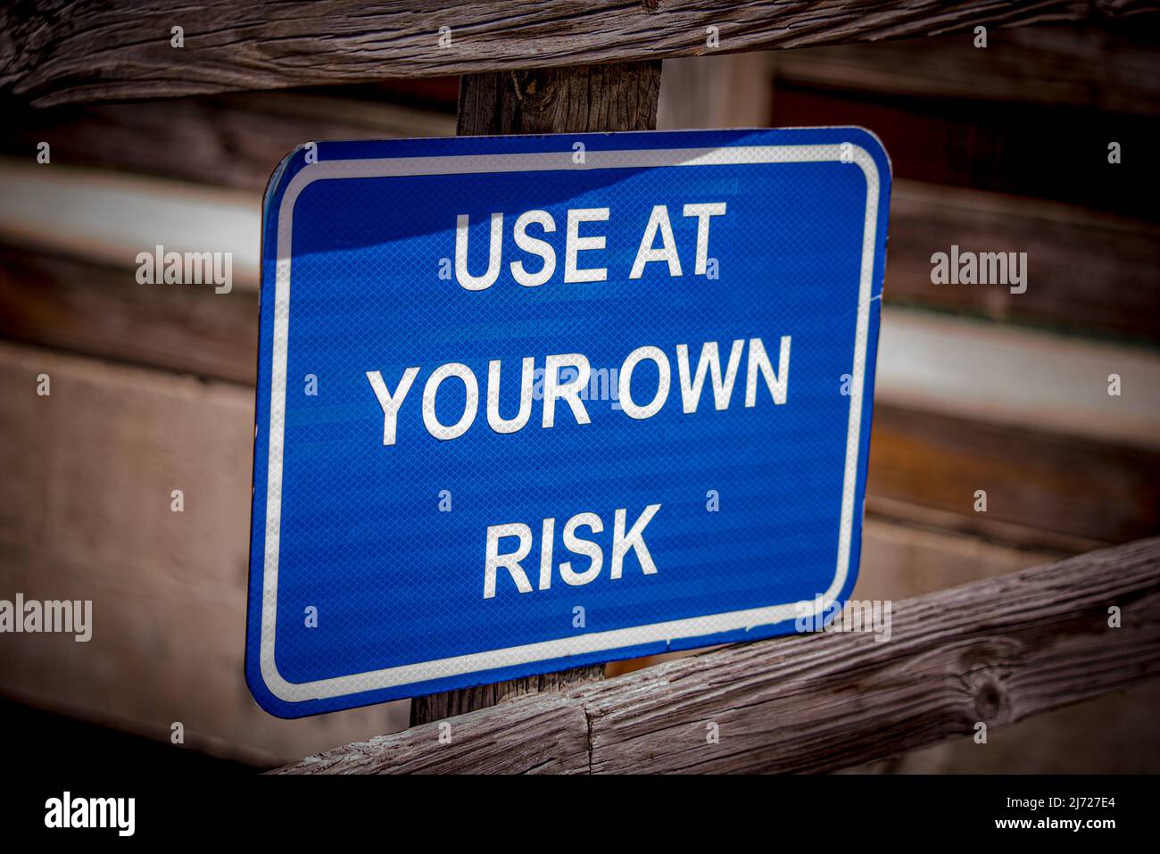 Use at your own risk sign Stock Photo Alamy