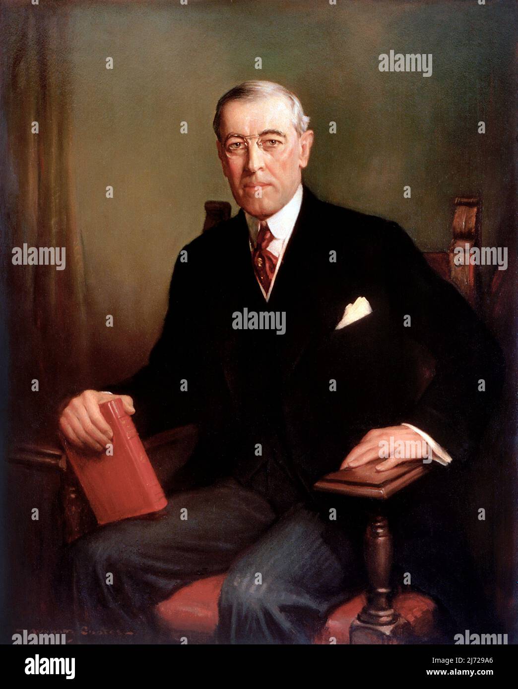 Woodrow Wilson. Official portrait of the 28th President of the USA by Frank Graham Cootes, oil on canvas, 1913 Stock Photo