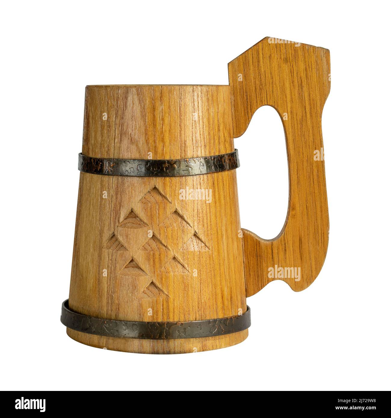 wooden beer mug isolated on white background Stock Photo - Alamy