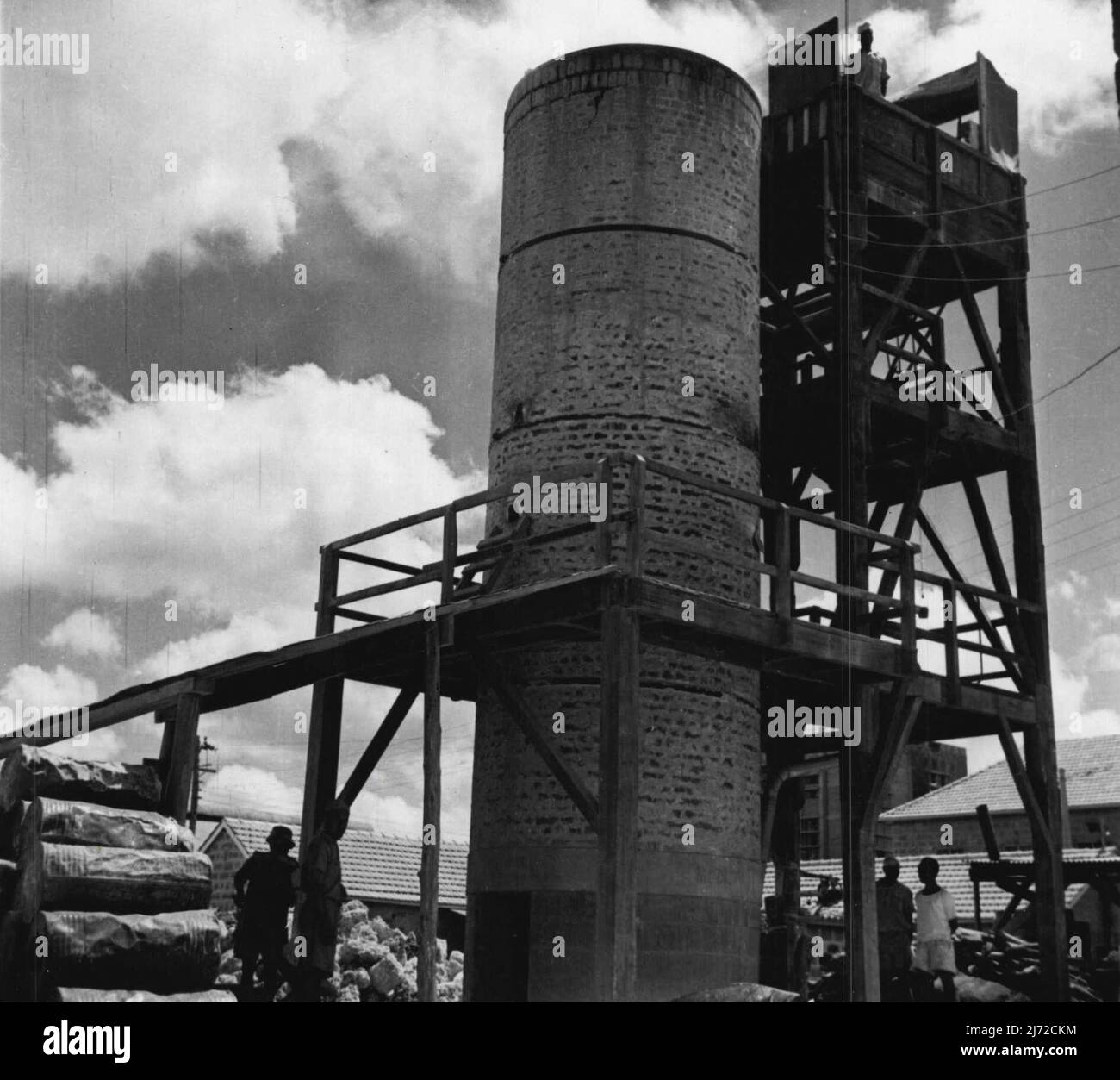 Caustic Soda Plant And Sulphuric Acid Plant -- Klin for burning lime. One of the industries being encouraged by the East African Industrial Management Board. September 13, 1951. (Photo by British Official Photograph). Stock Photo