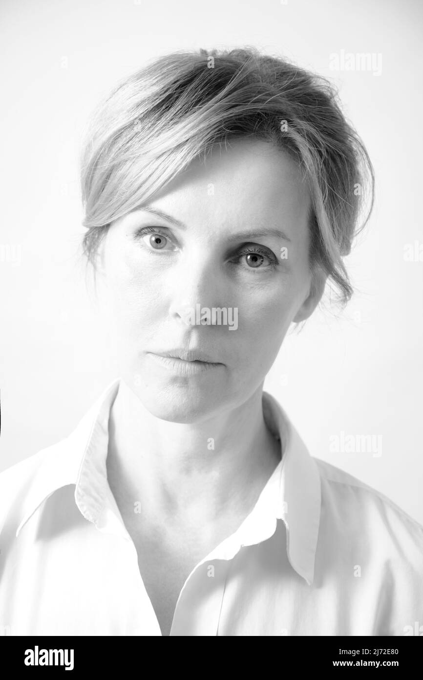 Sad modern middle aged Black and White Stock Photos & Images - Alamy