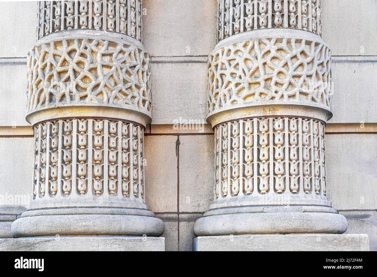 Two columns. Architectural feature of an old building in the Canadian ...