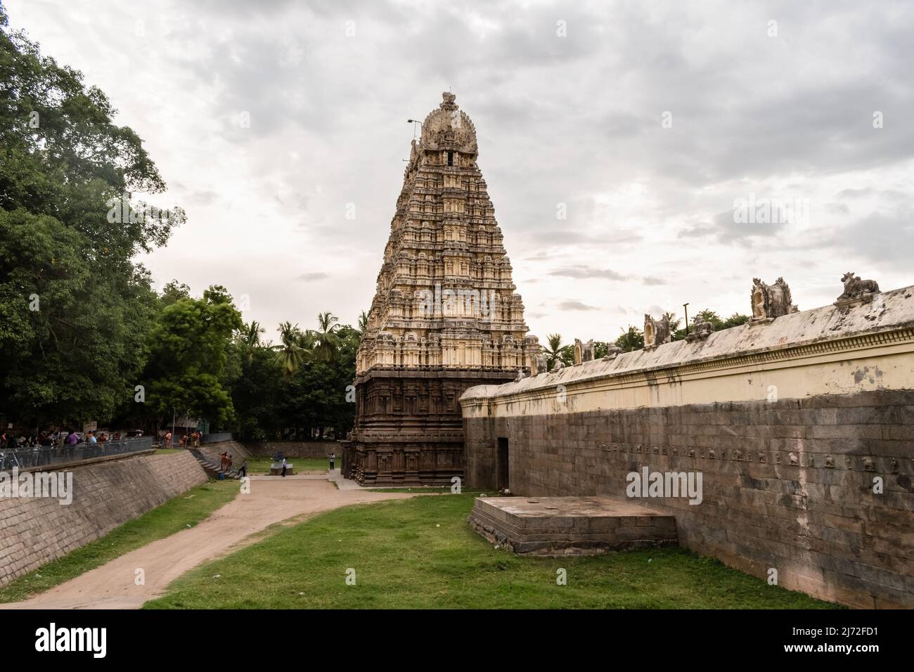 Vellore, Tamil Nadu, India - September 2018: The ancient Hindu Jalakanteswarar temple inside the Vellore Fort complex. Stock Photo