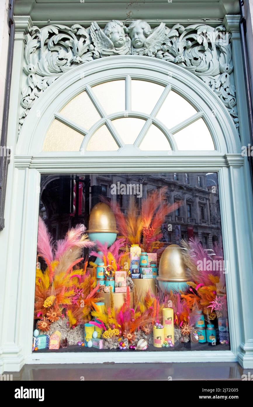 Fortnum & Mason store exterior window display at Easter 2022 in Piccadilly West London W1A UK England  KATHY DEWITT Stock Photo