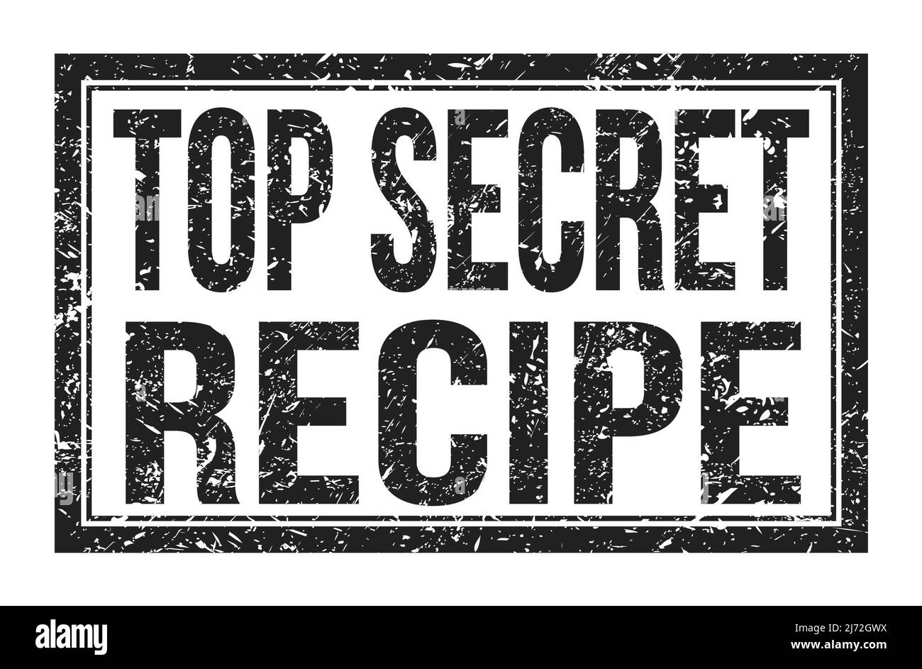 TOP SECRET RECIPE, words written on black rectangle stamp sign Stock ...