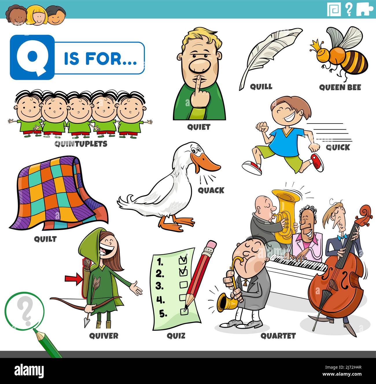 Cartoon letter q hi-res stock photography and images - Page 2 - Alamy