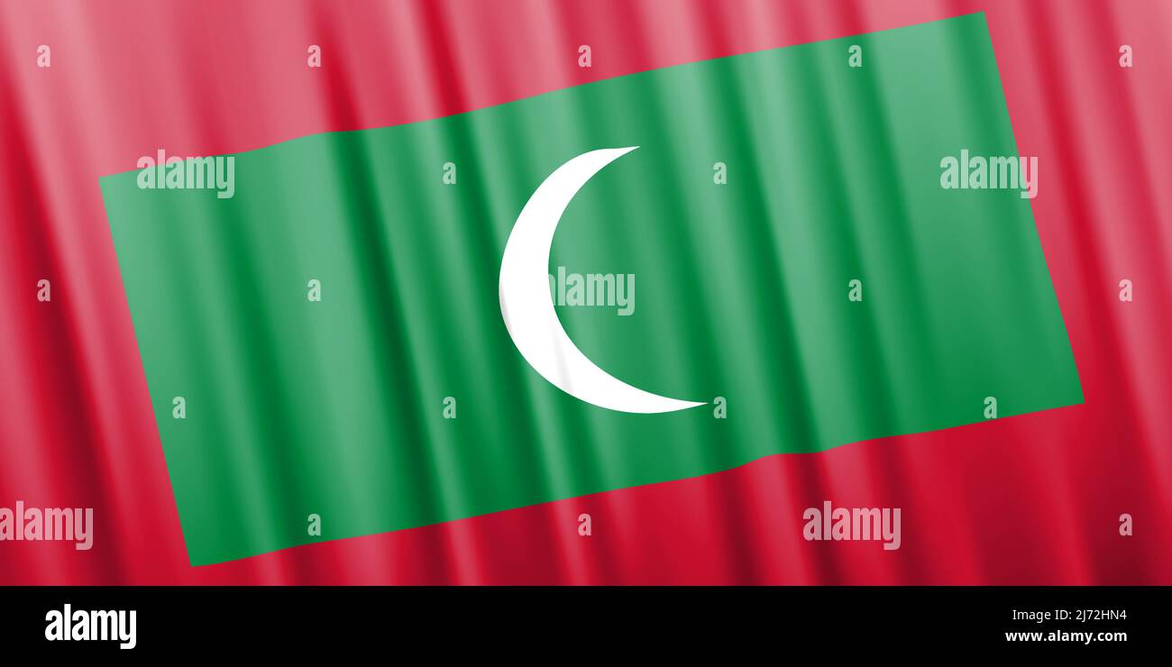 Wavy vector flag of Maldives Stock Vector