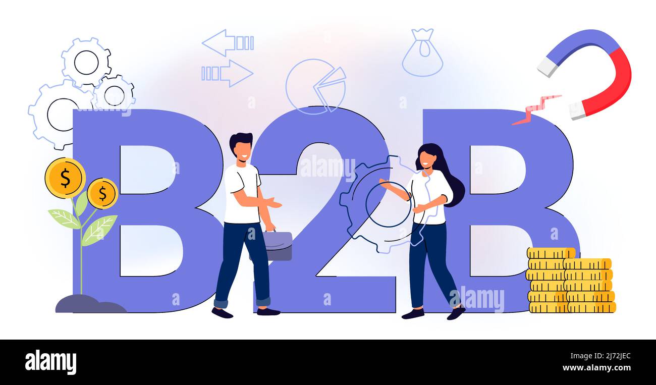 B2B Business to business Successful business collaboration Data and key ...