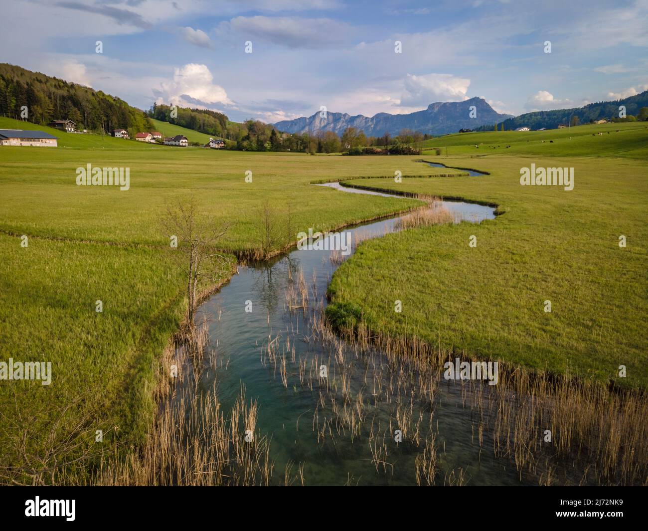 Wonderful place at the Zeller Ache at the Irrsee in Austria Stock Photo
