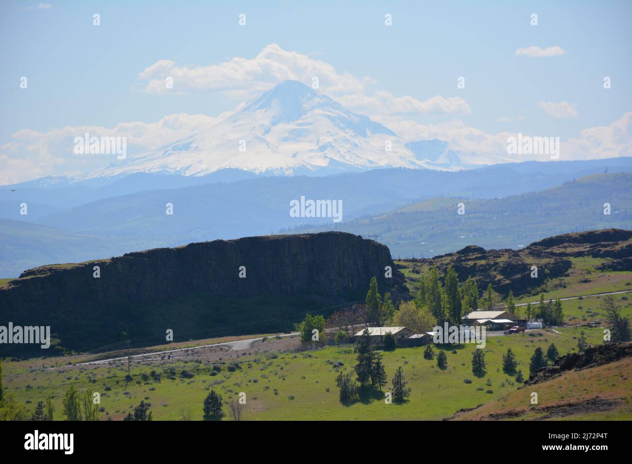 A view of Mt Hood in Oregon from Horsethief Butte in the Columbia Hills Historical State Park