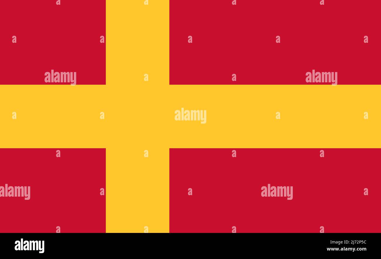 Top view of flag of Swedish speaking Finns, Finland. Finnish patriot and travel concept. Plane layout, design Stock Photo