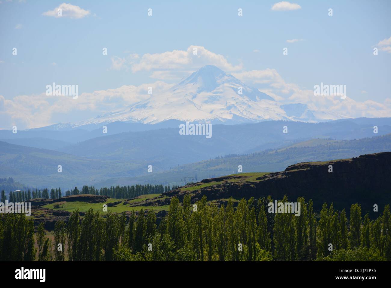 A view of Mt Hood in Oregon from Horsethief Butte in the Columbia Hills Historical State Park