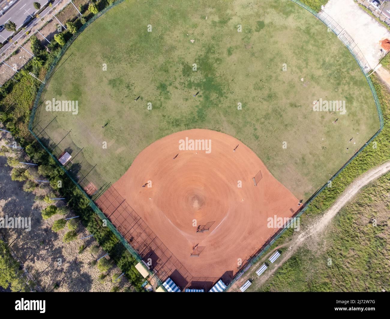 Aerial view of a baseball field during daytime Stock Photo Alamy