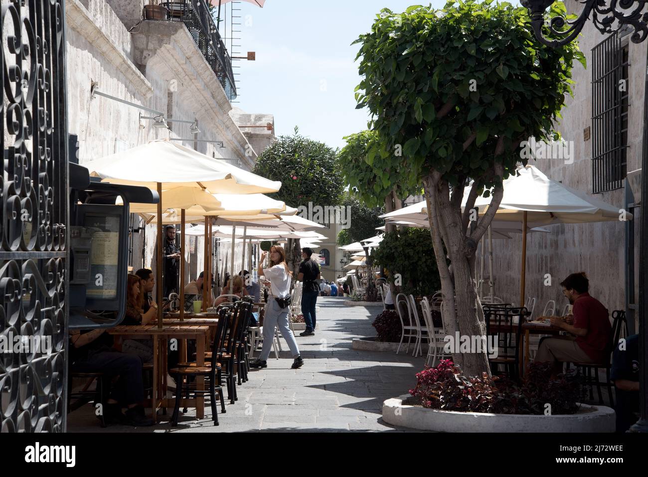 Passage Behind the Cathedral Many restaurants Stock Photo