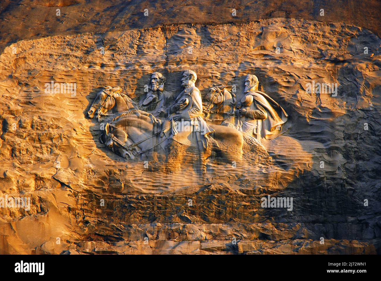 Controversial carvings of Confederate Generals on Stone Mountain, Georgia Stock Photo