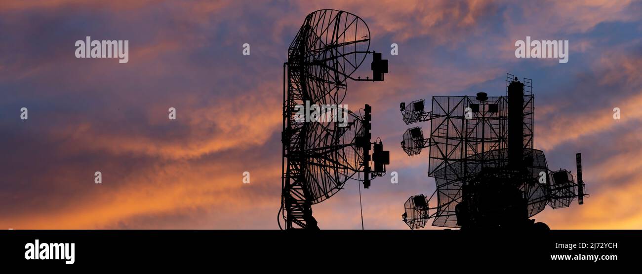 Air defense radars of military mobile anti aircraft systems, modern ...