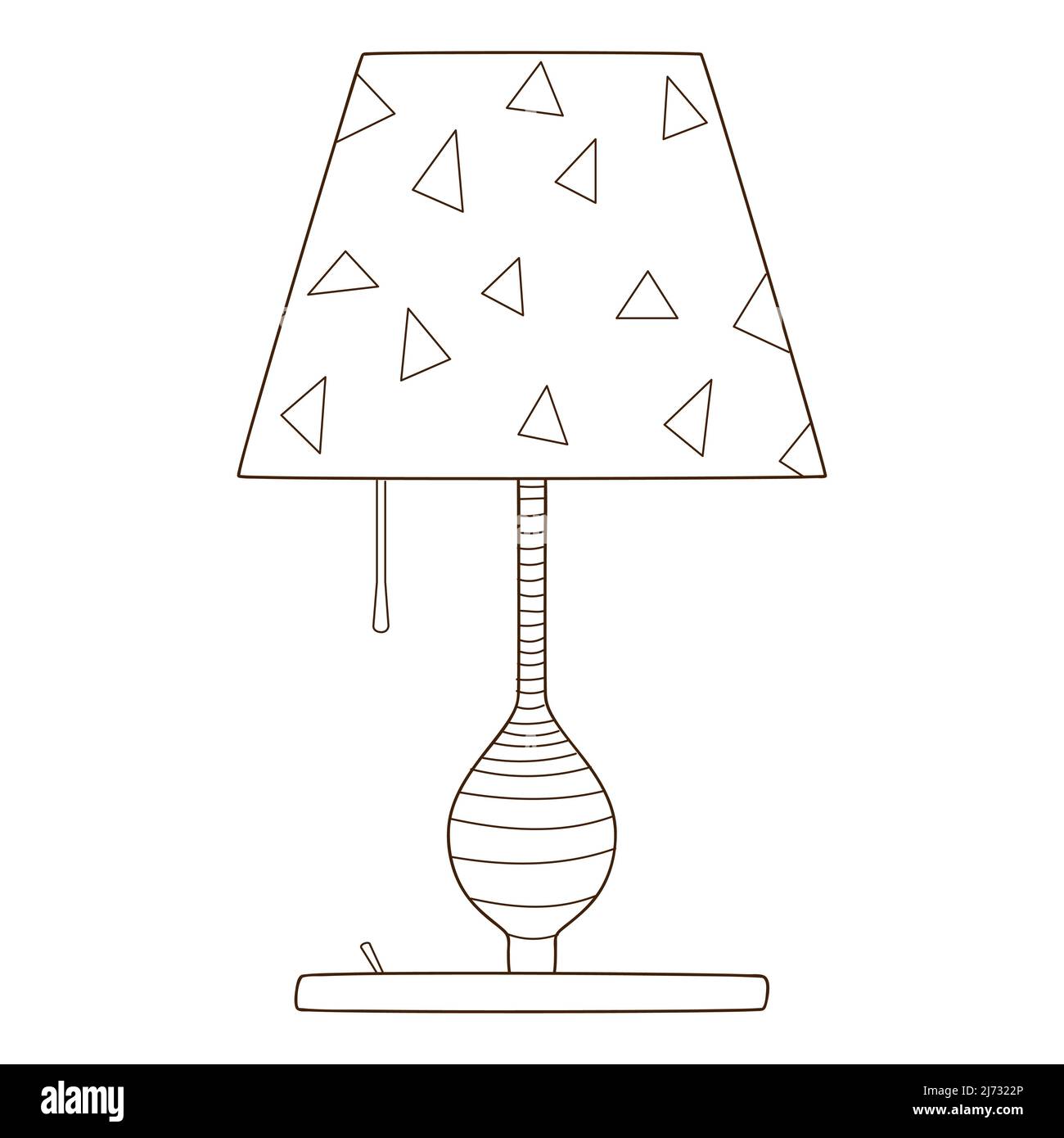 A table lamp with a shade. Electric lighting device. Design element with  outline. Doodle, hand-drawn. Black white vector illustration. Isolated on a  w Stock Vector Image & Art - Alamy
