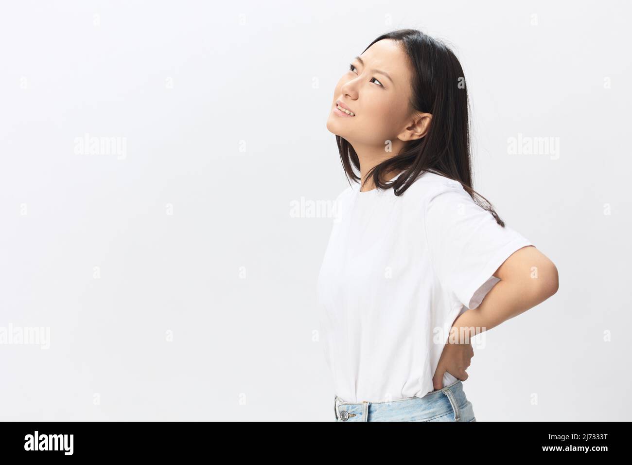 Osteochondrosis. Suffering from back pain after long study pretty young