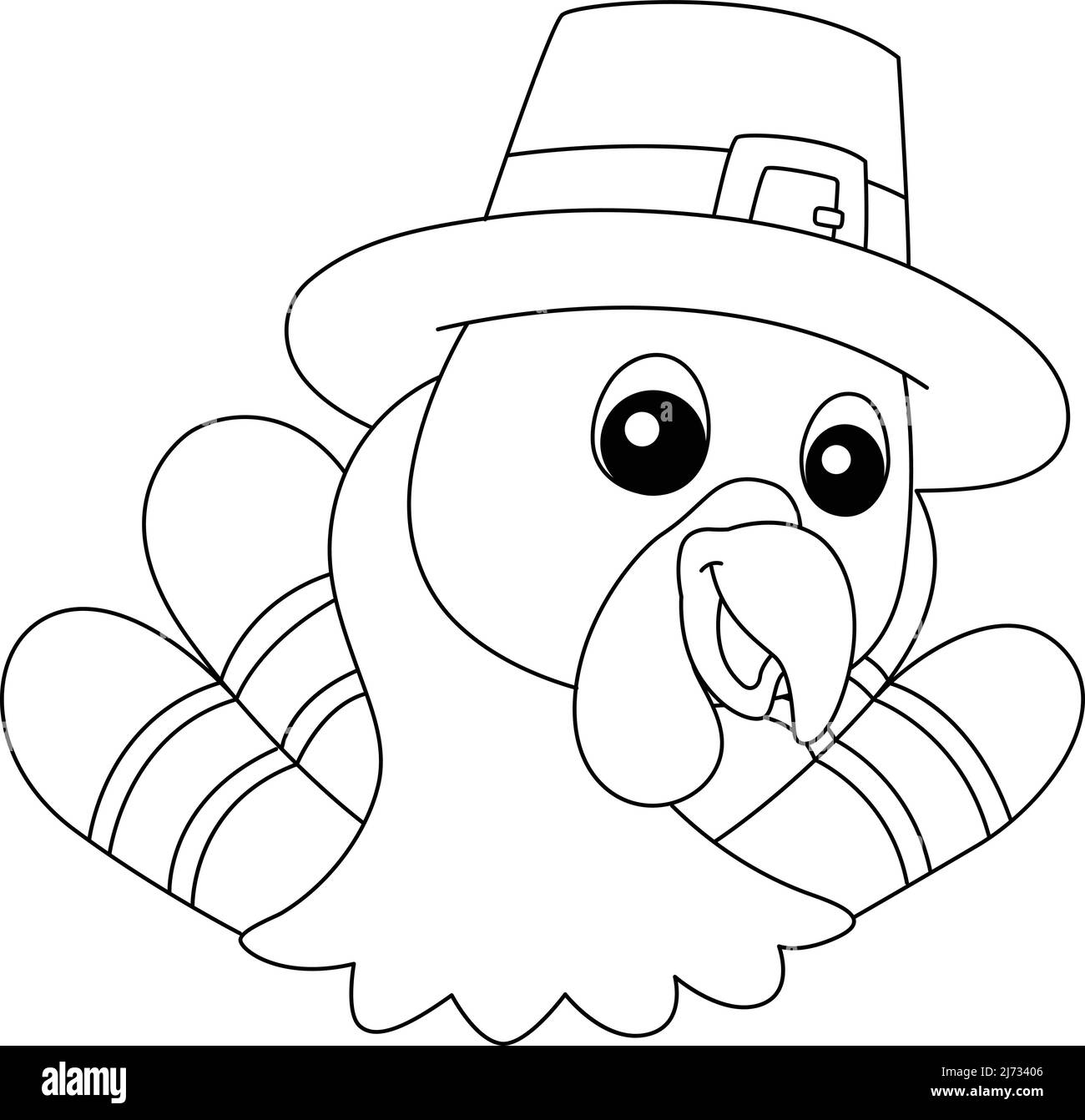 Thanksgiving Turkey Head Hat Isolated Coloring  Stock Vector