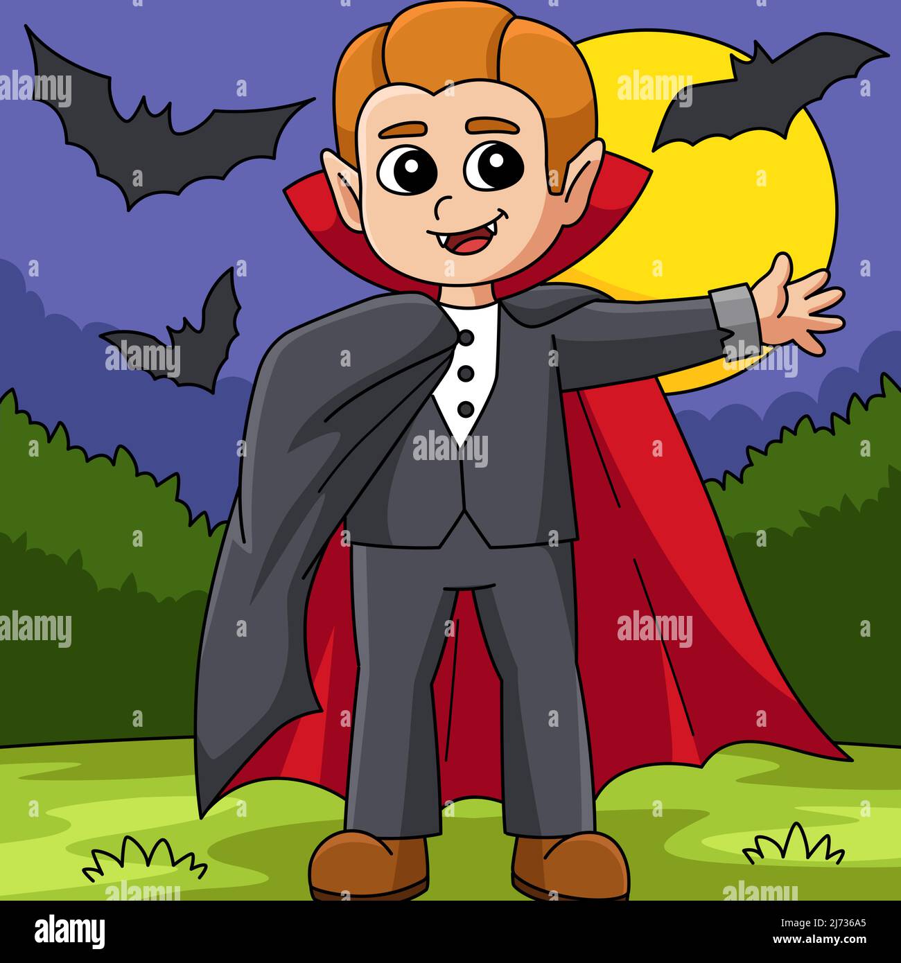 Vampire Halloween Colored Cartoon Illustration Stock Vector