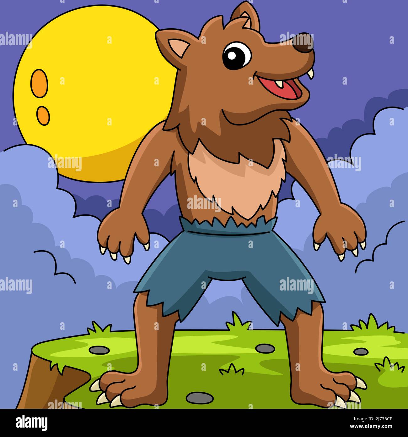 Werewolf Halloween Colored Cartoon Illustration Stock Vector