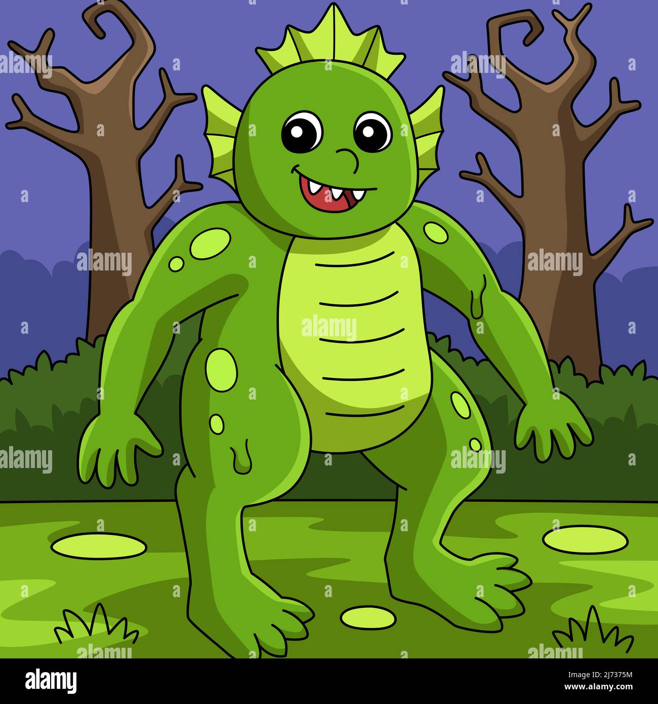 Swamp Monster Halloween Colored Illustration Stock Vector Image & Art -  Alamy