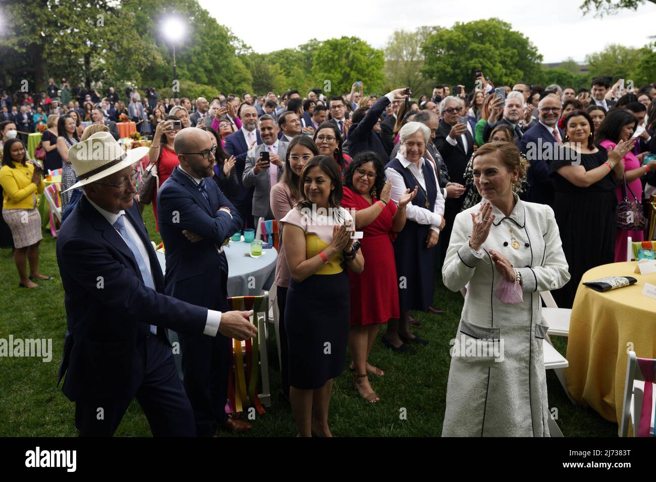 Beatriz Gutierrez Muller, wife of Mexican President Andrez Manual Lopez Obrador, attends ad Cinco de Mayo reception in the Rose Garden of the White House in Washington, DC on Thursday, May 5, 2022.   Photo by Yuri Gripas/UPI Stock Photo