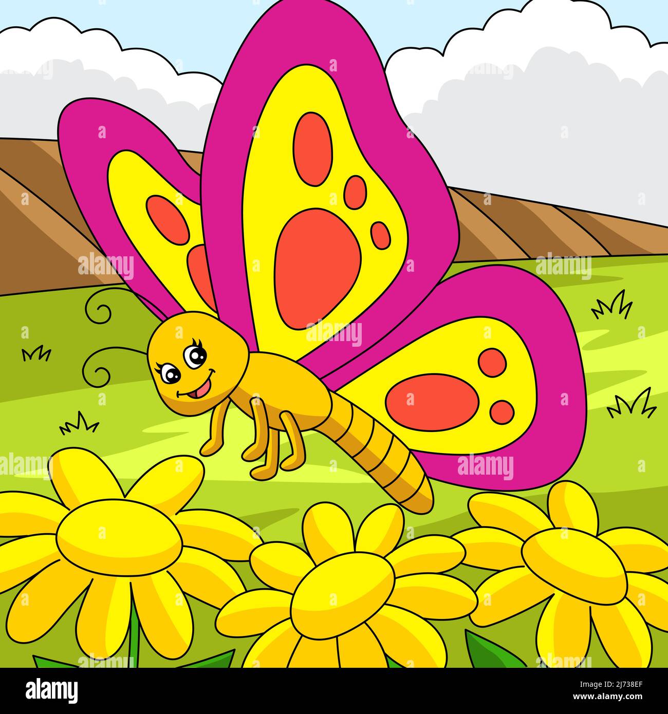 Butterfly Colored Cartoon Farm Illustration Stock Vector Image & Art