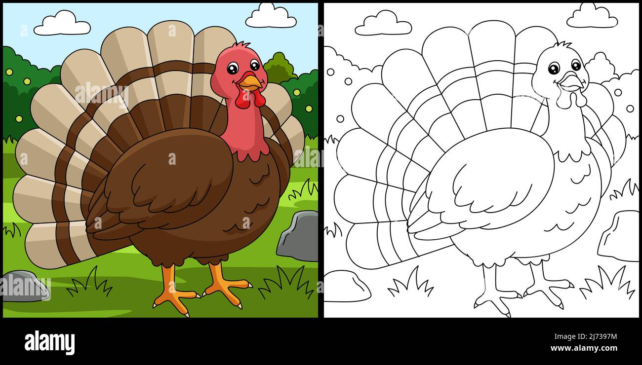 Turkey Coloring Page Colored Illustration Stock Vector Image & Art Alamy
