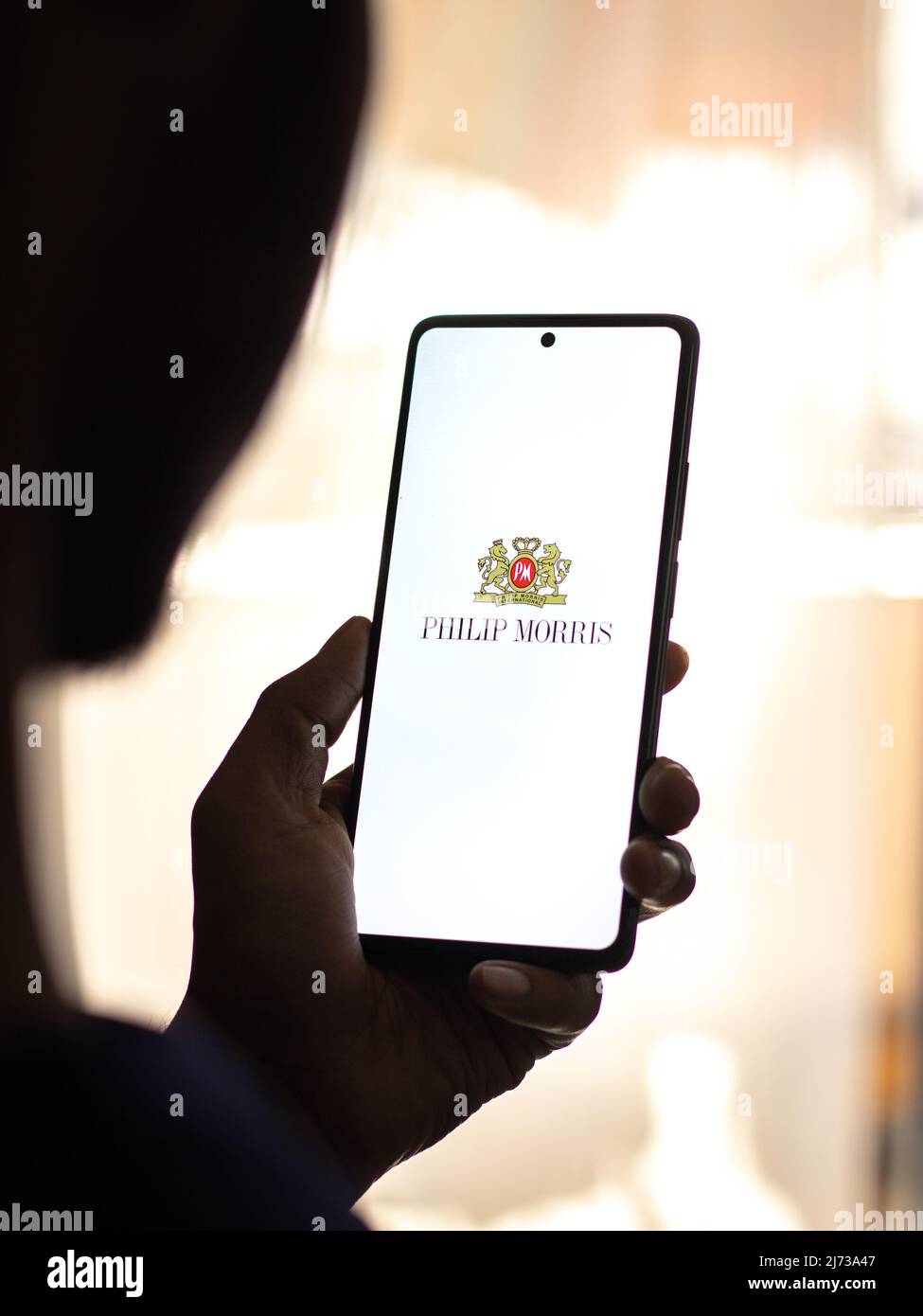 West Bangal India April 20 2022 Philip Morris Logo On Phone Screen Stock Image Stock Photo 