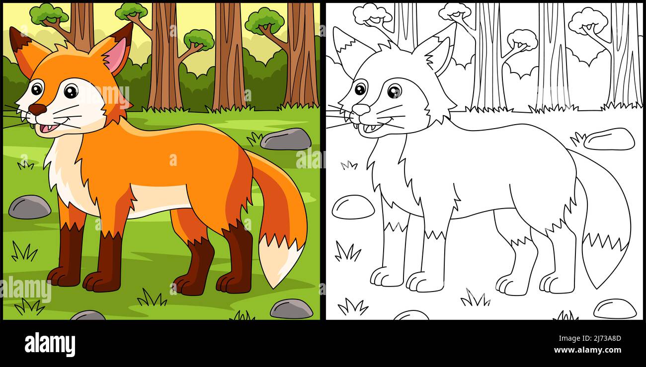 Fox Coloring Page Colored Illustration Stock Vector Image & Art - Alamy