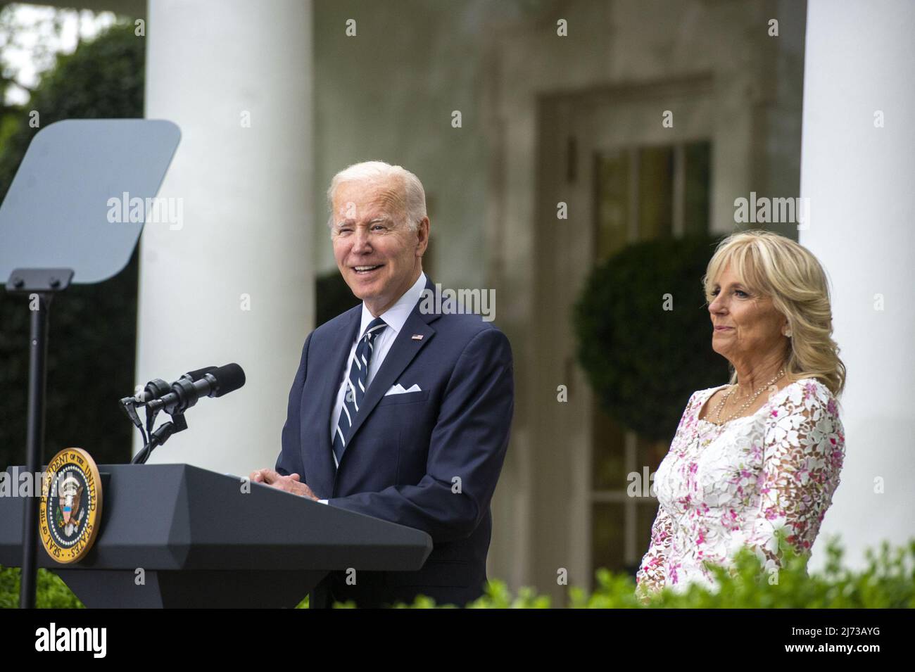 President Joe Biden speaks during an event in the Rose Garden to celebrate Cinco de Mayo at White House in Washington, DC on Thursday, May 5, 2022.      Photo by Bonnie Cash/UPI Stock Photo