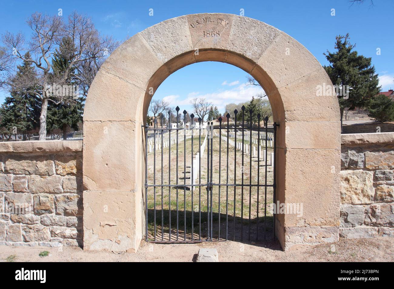 Arched entrance to Santa Fe National Cemetery in Santa Fe, New Mexico Stock Photo Alamy