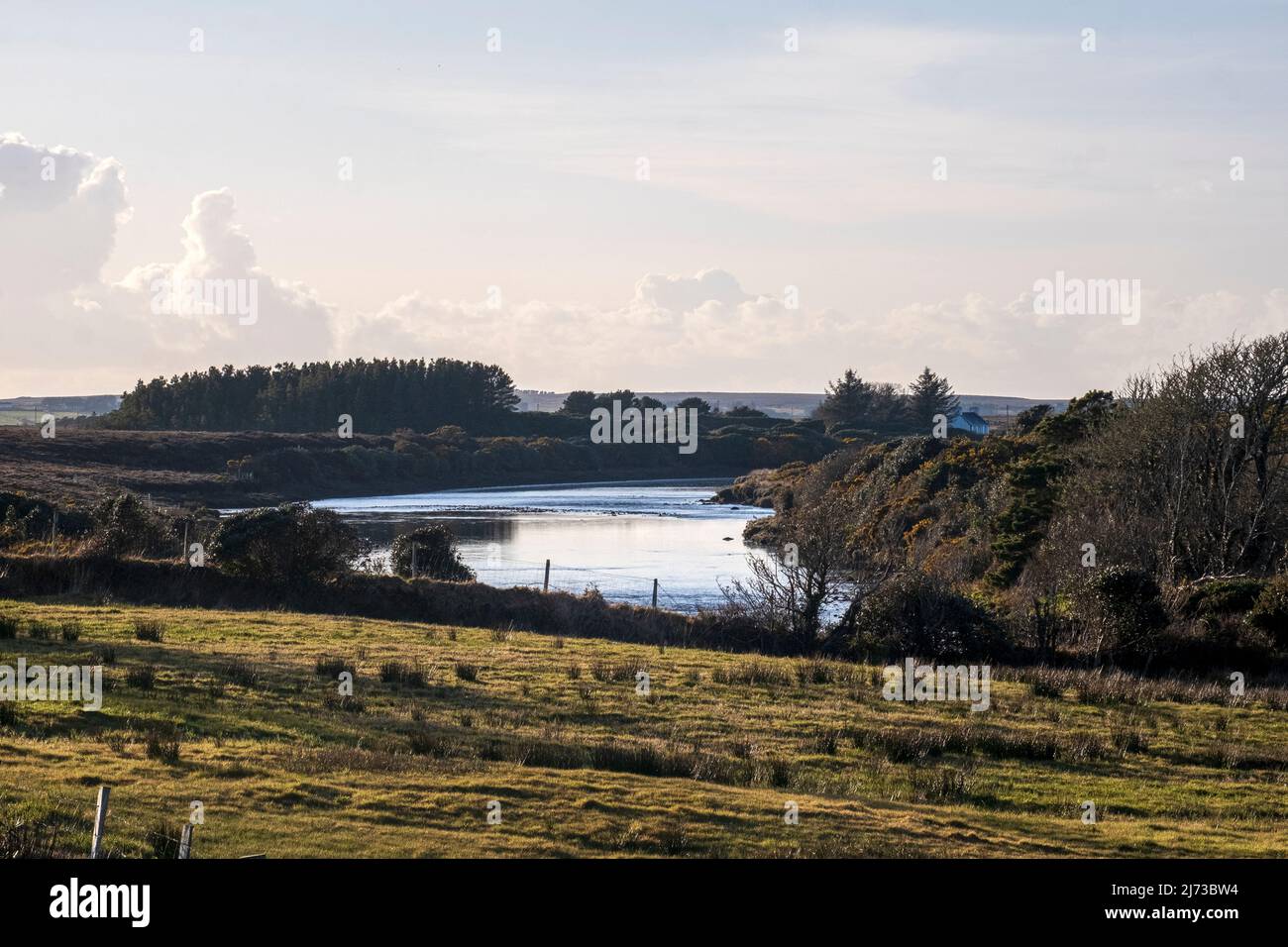 Owenduff River flowing through Srahnamanragh, County Mayo, Ireland Stock Photo