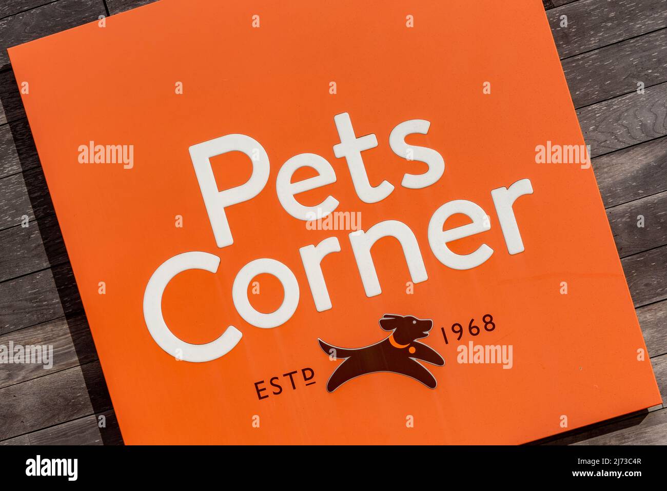 Logo of British pet store chain Pets Corner Stock Photo