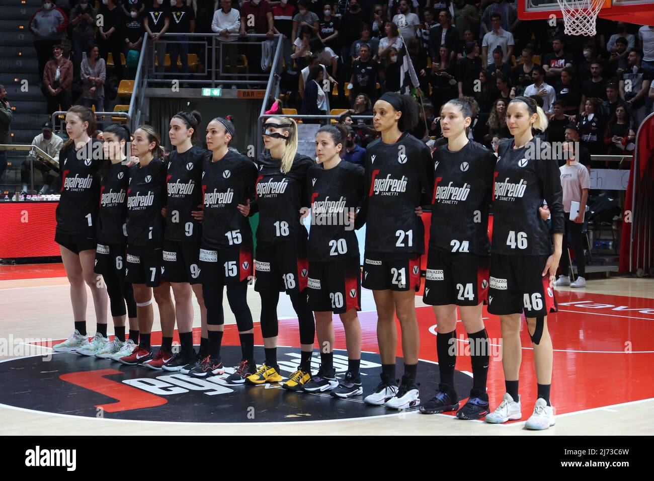 The Segafredo Virtus Bologna team during the game 4 final of the