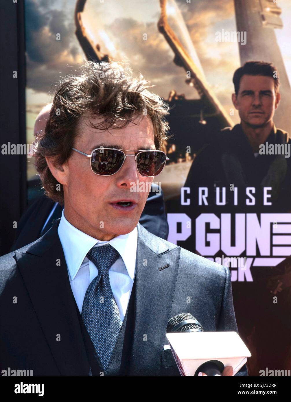 San Diego, United States. 04 May, 2022. American actor Tom Cruise walks the red carpet during the advance movie premiere of Top Gun: Maverick, at Naval Air Station North Island, May 4, 2022 in San Diego, California, Top Gun: Maverick, is the sequel to the 1986 blockbuster, Top Gun and will be released worldwide on May 27.  Credit: MC2 Keenan Daniels/US Navy/Alamy Live News Stock Photo