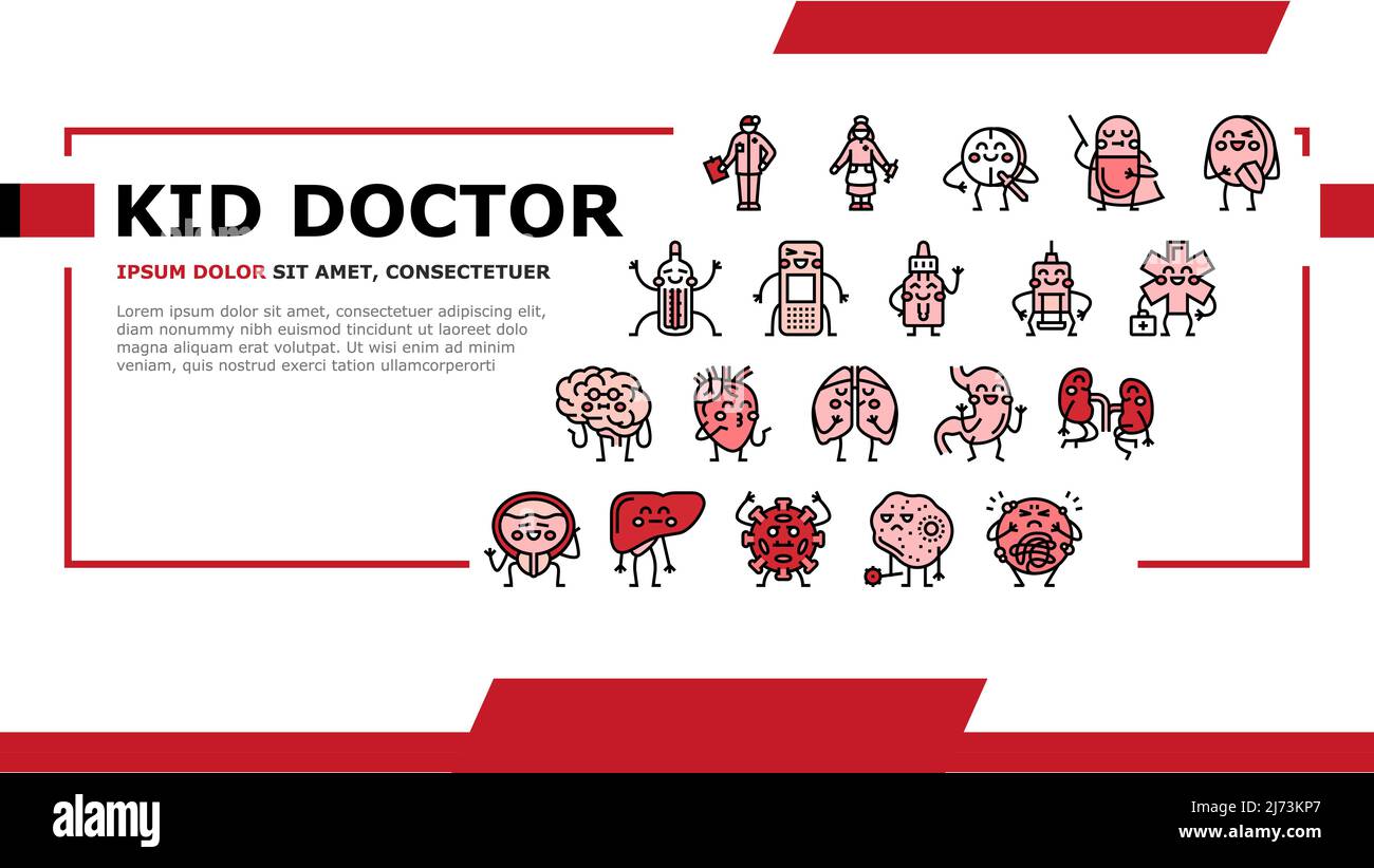 Kid Doctor Disease Treatment Landing Header Vector Stock Vector Image ...