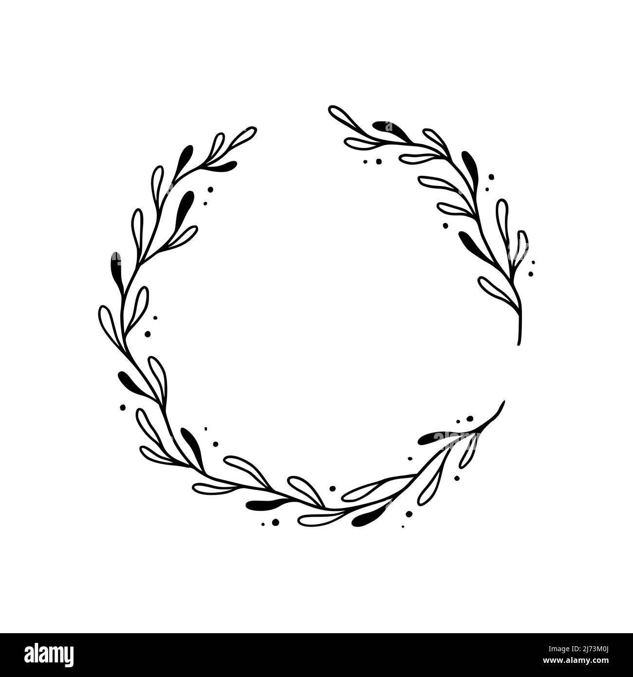 Floral circle frame, elegant wreath round border. Hand drawn doodle sketch  style. Floral drawing frame, flourish design element for wedding, greeting  card. Vector illustration Stock Vector Image & Art - Alamy