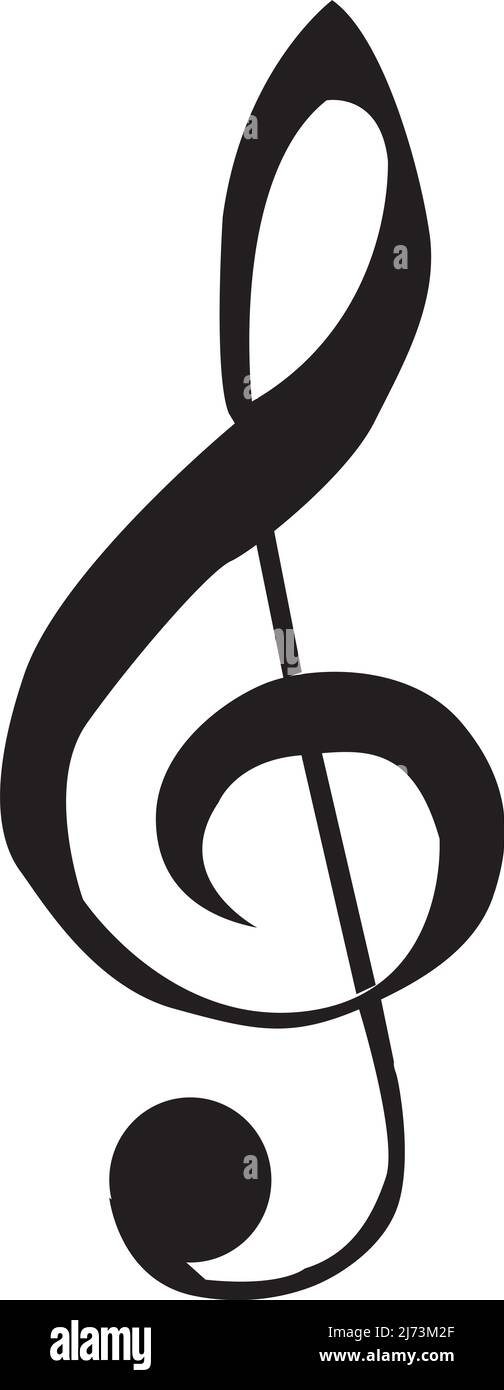 Black clef icon on white background. G Key. Symbol of music. flat style