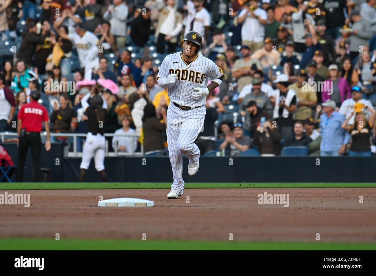 May 05, 2022: San Diego Padres third baseman Manny Machado (13) rounds second base after a home run during the first inning of a MLB baseball game between the Miami Marlins and the San Diego Padres at Petco Park in San Diego, California. Justin Fine/CSM Stock Photo