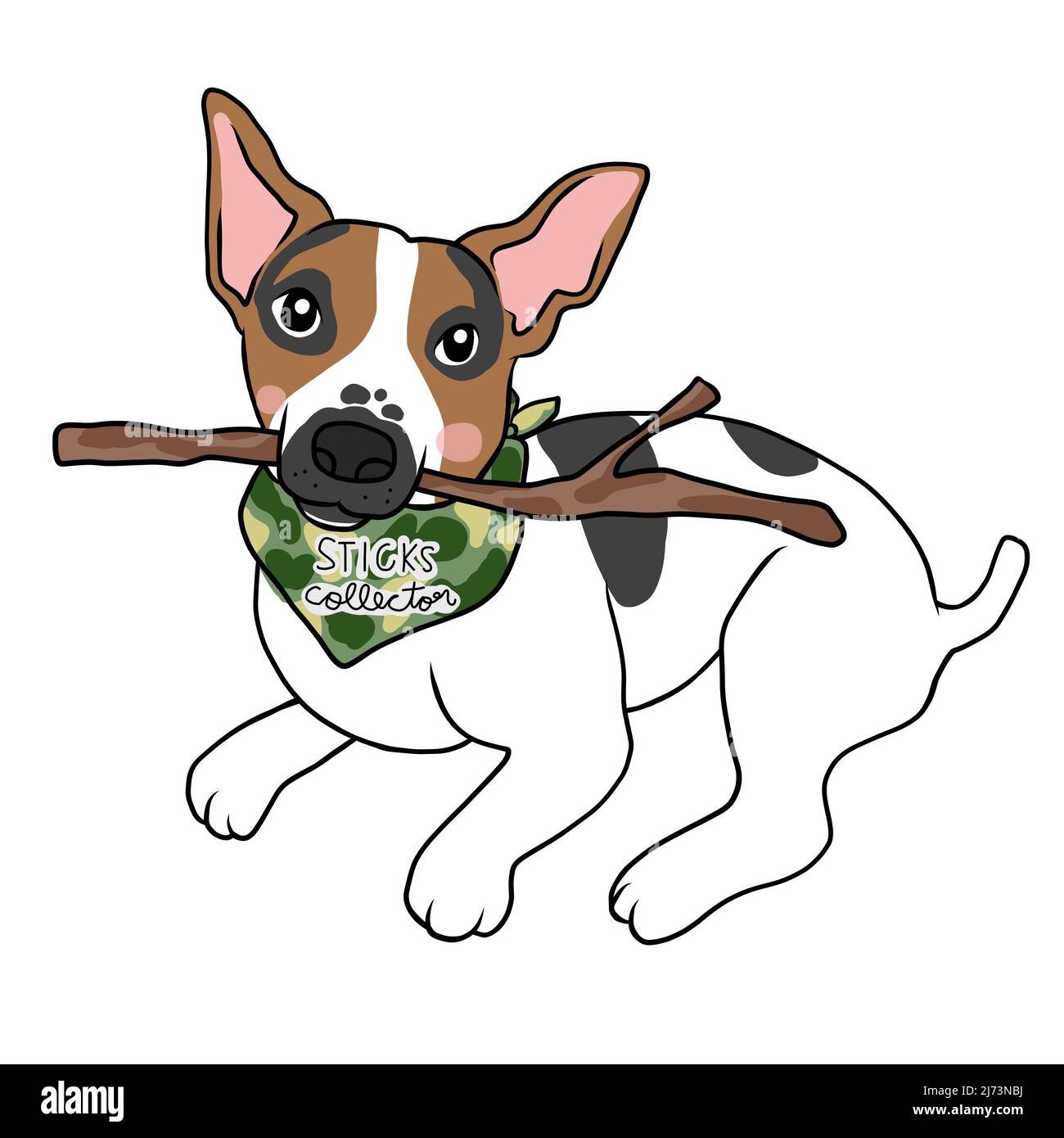 Jack Russell Terrier dog wood stick collector cartoon vector illustration  Stock Vector Image & Art - Alamy