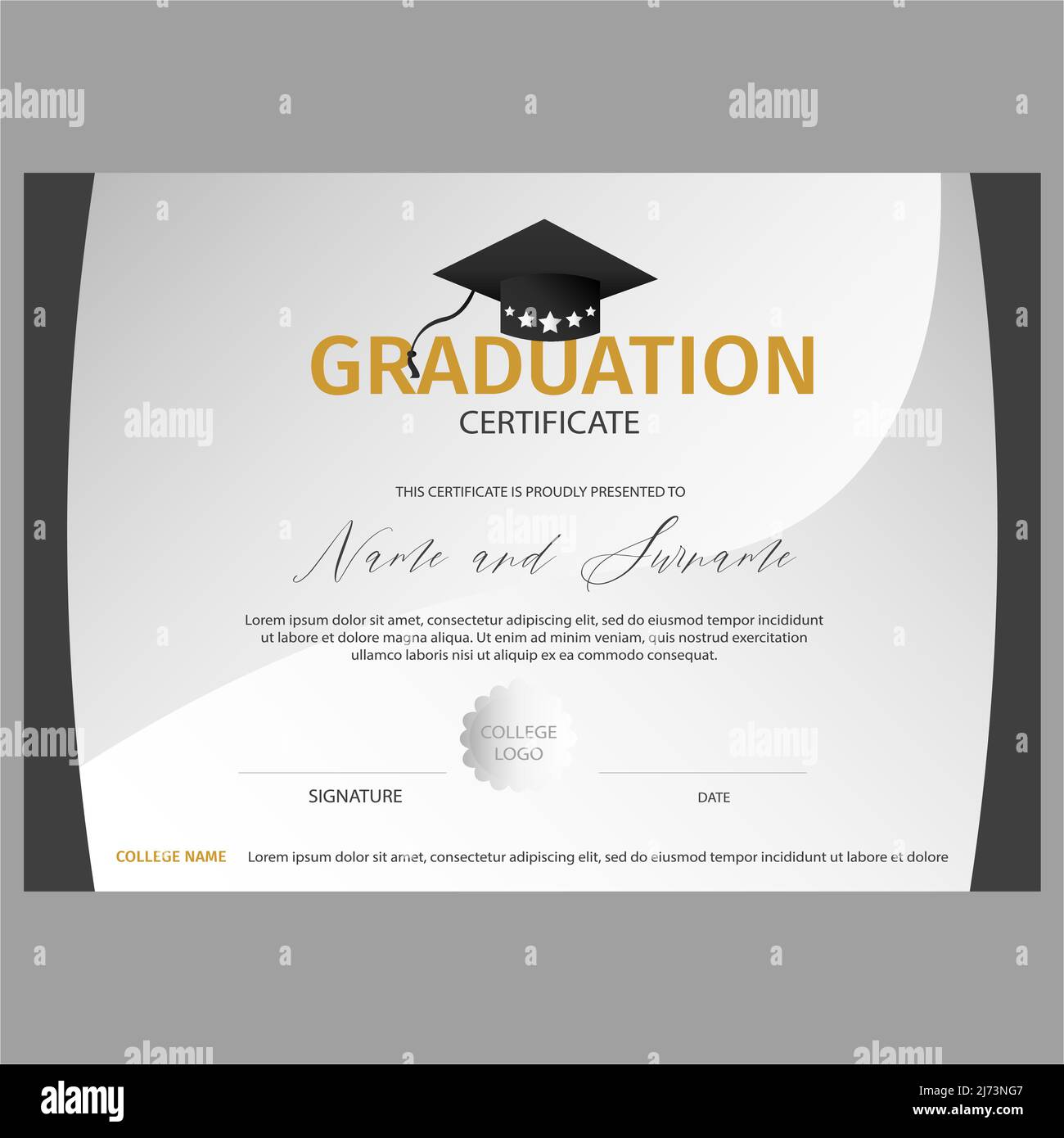 Graduation Certificate template vector illustration Stock Vector