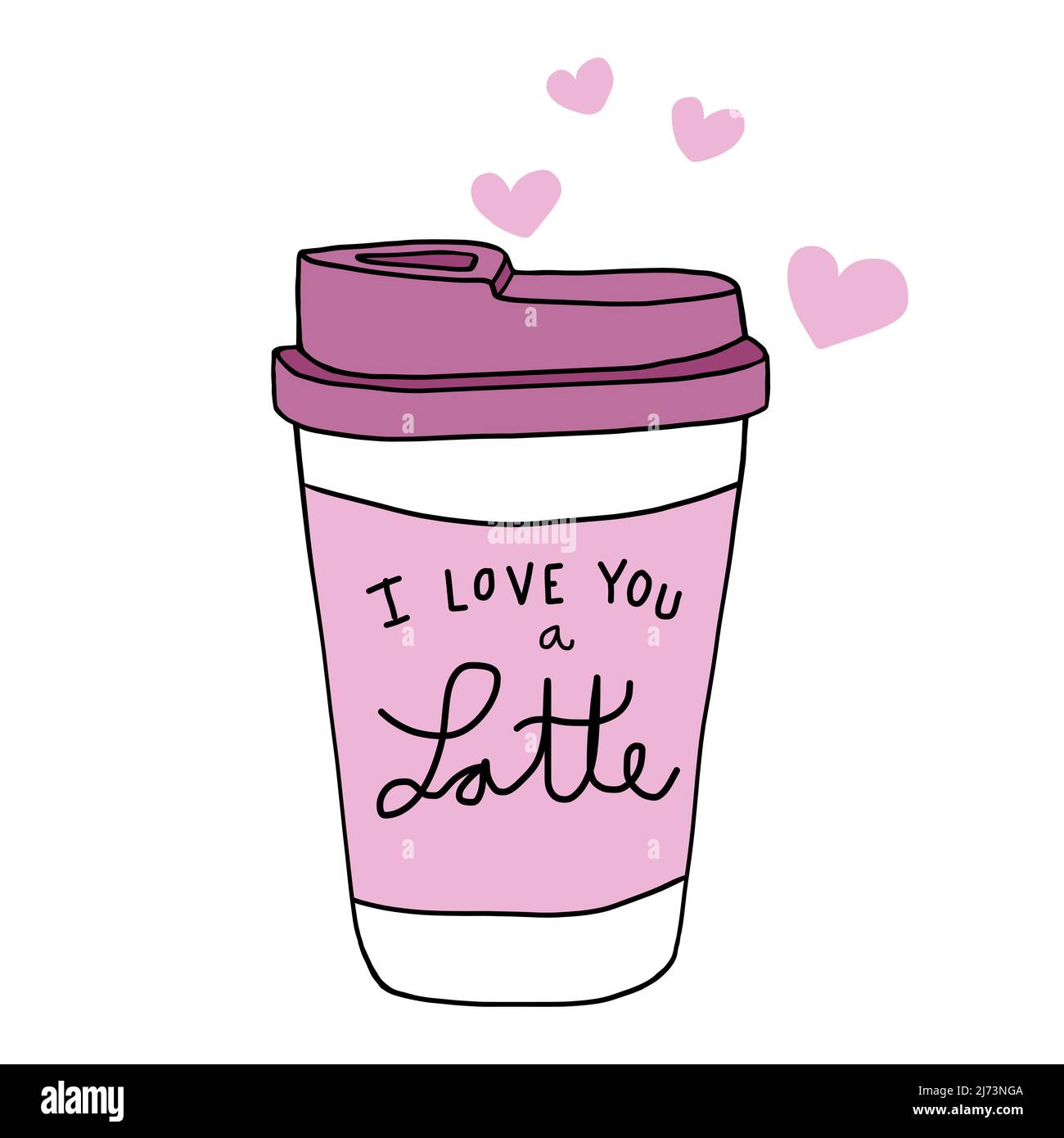 I love you a latte coffee cup cartoon vector illustration Stock Vector  Image & Art - Alamy