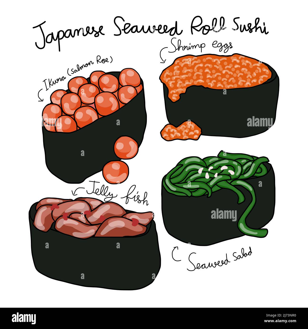 Japanese sushi line art drawing illustration Stock Vector Image & Art