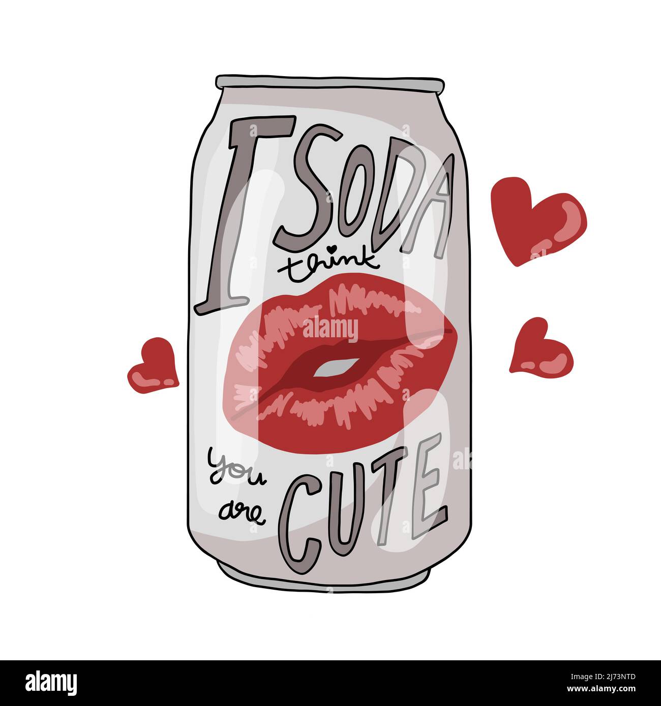 I soda think you are cute word with kiss mark on soda can vector ...
